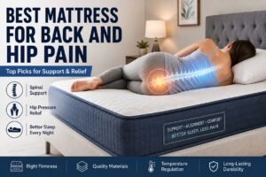 Suggested ALT Text: Best mattress for back and hip pain with supportive hybrid construction